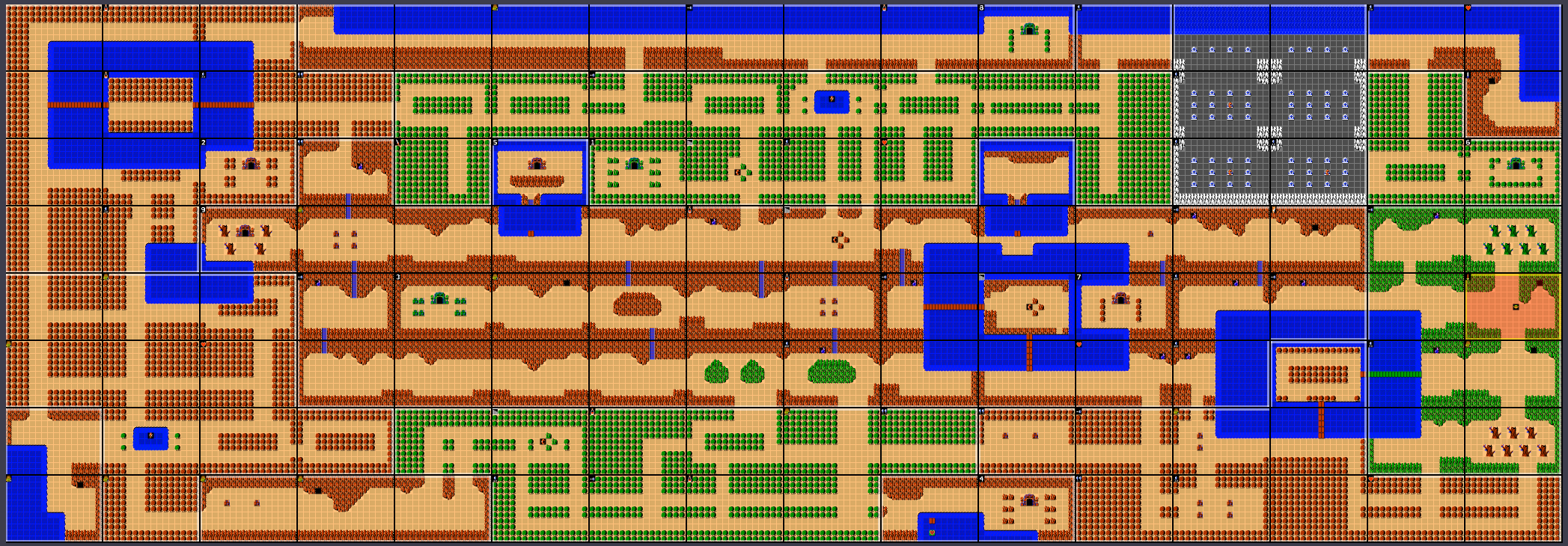 NES Legend of Zelda Overworld Map 